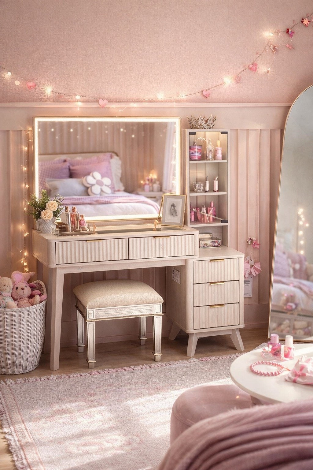 Little girl room inspo that she can truly grow into 🤍✨
Murphy Lynn’s room is the perfect mix of sweet, timeless, and functional. This vanity works beautifully for dress-up and pretend play now, but it’s classic enough for tweens and teens too — think homework, skincare, getting ready, and everyday routines as she grows.

I love designing kids’ spaces that don’t need a full redo every few years. Soft neutrals, cozy textures, and practical furniture make this a room that grows with her 🤍

#LTKHome #LTKKids #LTKmomlife