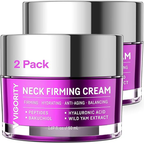 Vigority Neck Firming Cream for Women: Tightening & Lifting Neck & Décolleté Moisturizer with Peptides and Bakuchiol – Anti-Aging Cream for Crepey Skin & Wrinkles – 3 Pack | Amazon (US)