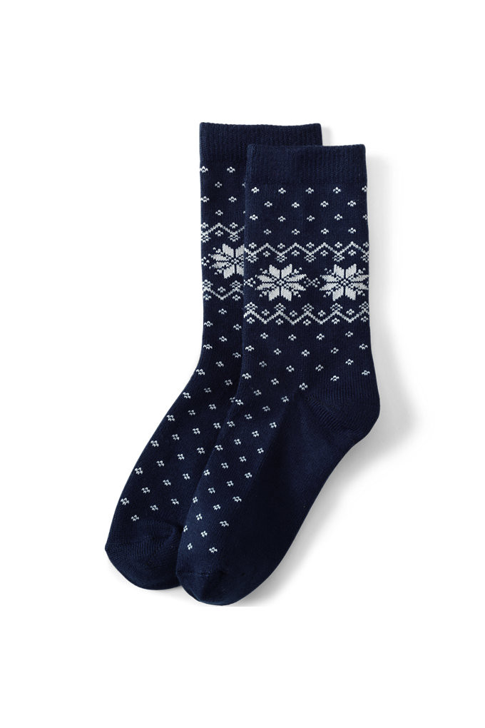 Women's Fair Isle Boot Socks 1 Pack - Lands' End - Blue | Lands' End (US)