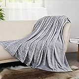 Bertte 330 GSM Lightweight Fluffy Cozy Luxury Decorative Stripe Bed Couch Plush Throw Super Soft Fuz | Amazon (US)