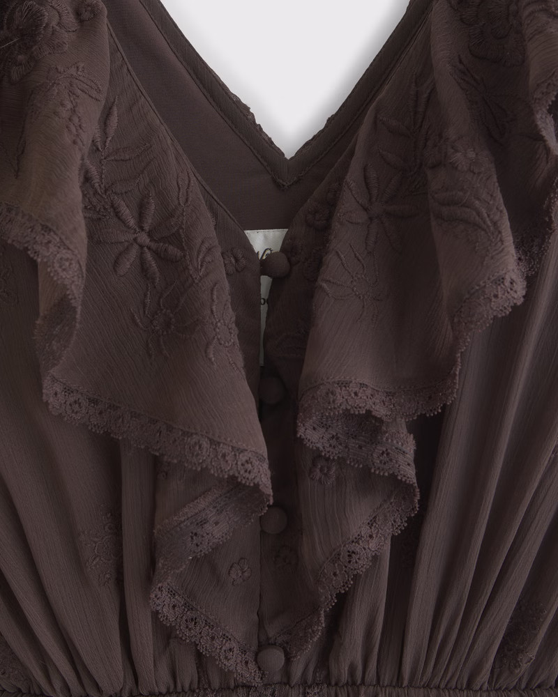 Women's V-Neck Embroidered Tiered Maxi Dress | Women's New Arrivals | Abercrombie.com | Abercrombie & Fitch (US)