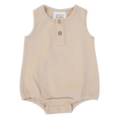 Button Bubble Romper, Oat | SpearmintLOVE