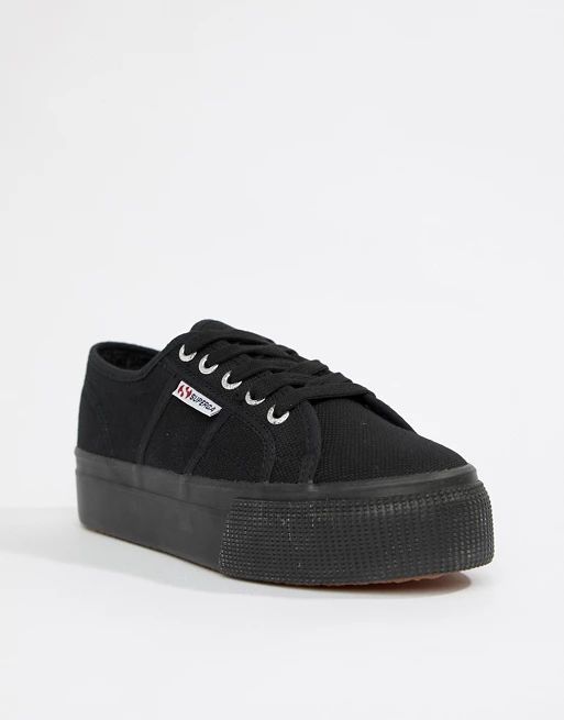 Superga – 2790 Linea – Plateau-Sneaker in Schwarz | ASOS DE