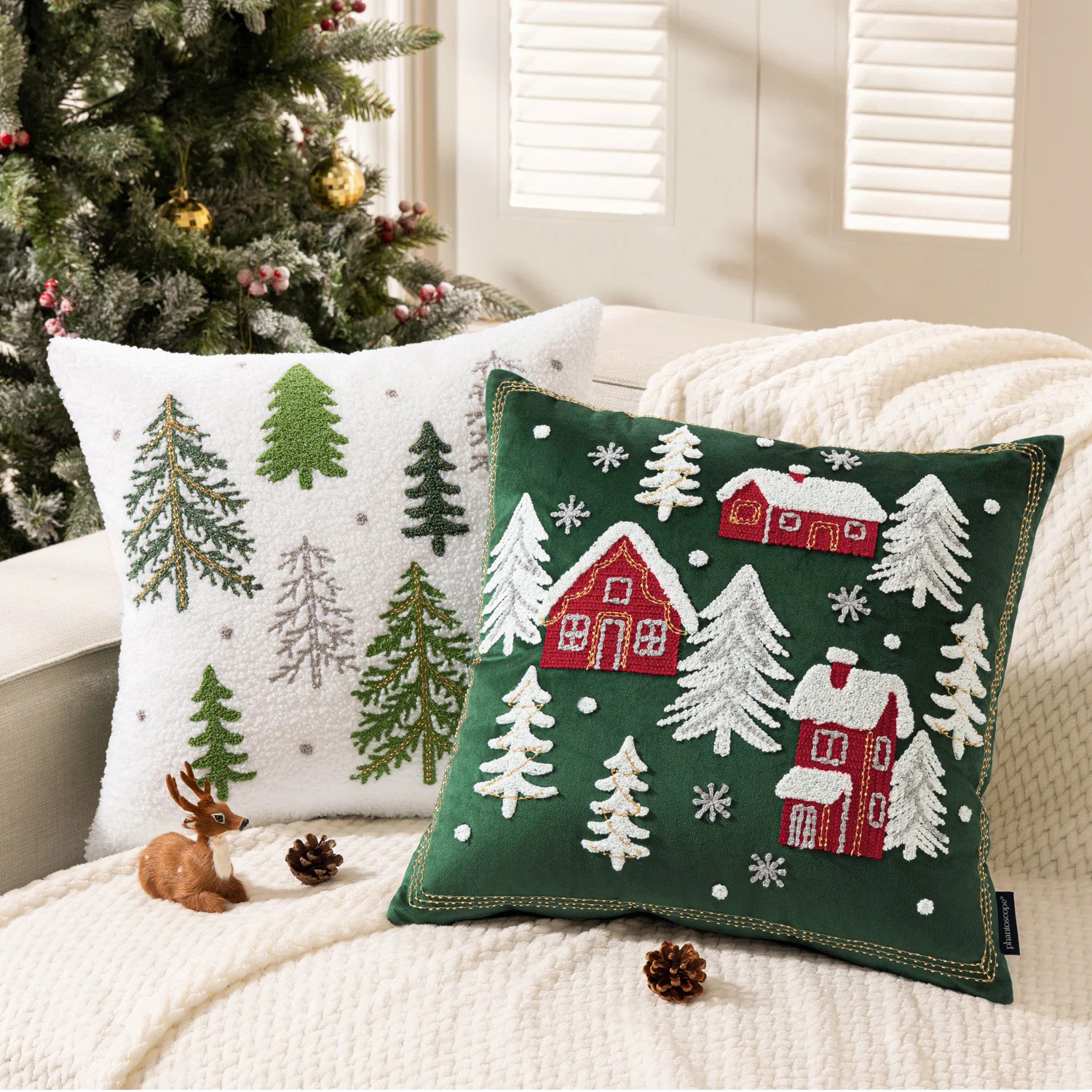 Phantoscope Embroidered Throw Pillow Covers, 18" X 18", 2 Pack (Set of 2) | Wayfair North America