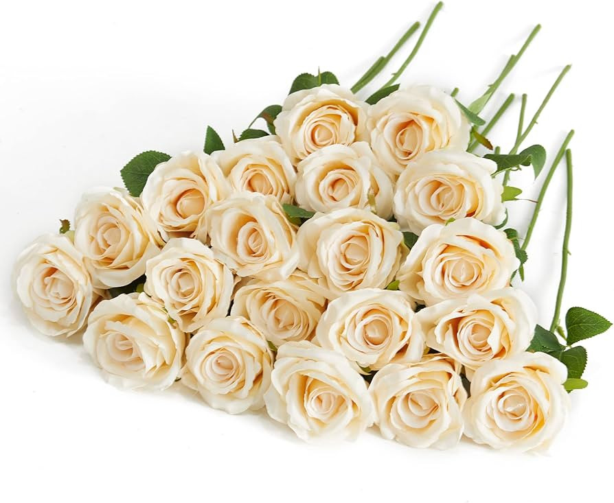PARTY JOY 20PCS Artificial Flowers, Silk Flower Realistic Roses Bouquet Long Stem for Home Decor ... | Amazon (US)