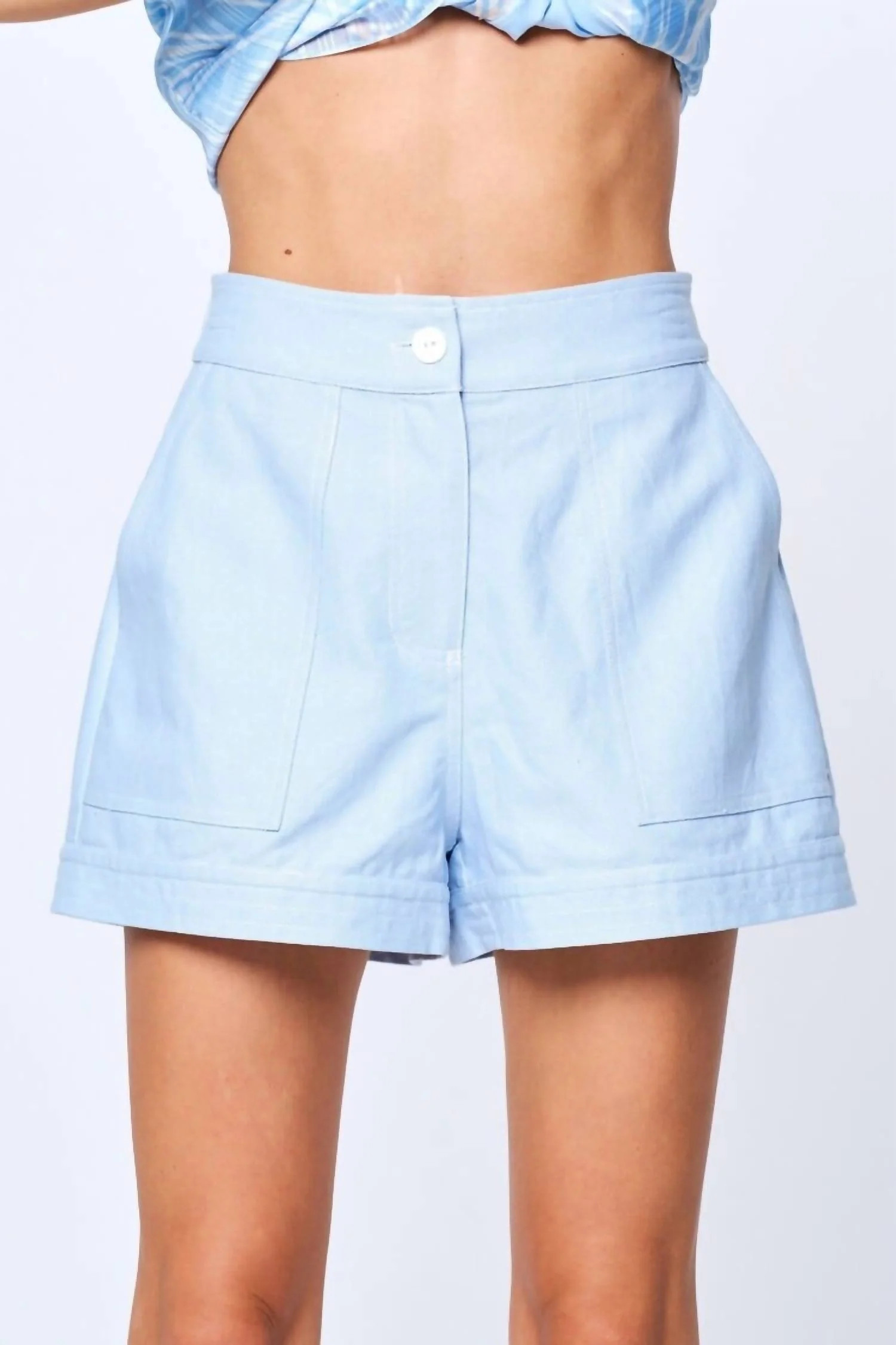 Women's Top Stitch Shorts In Blue | Shop Simon