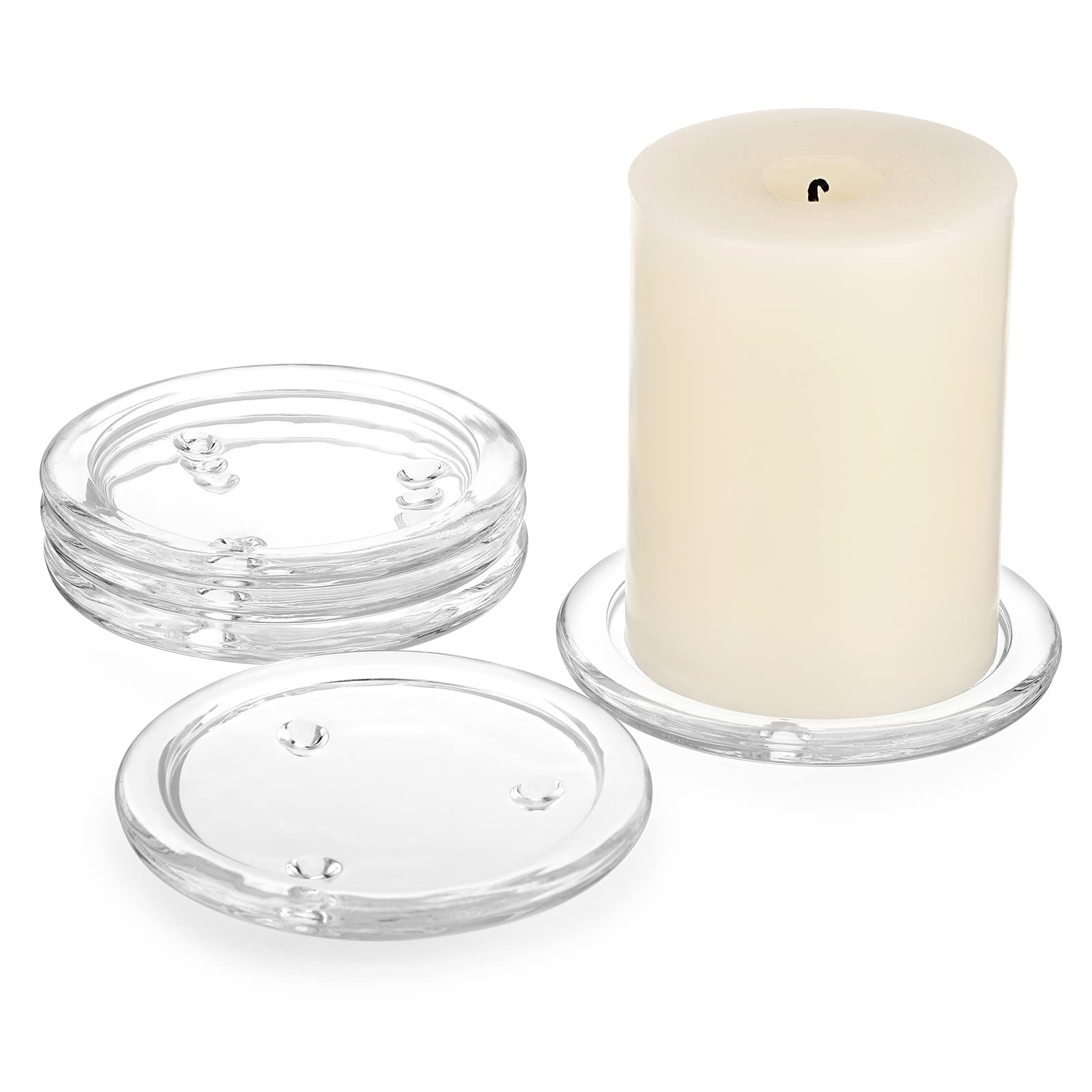 OwnMy 5PCS Clear Glass Candle Plates 3 Inch Pillar Candle Holders, Glass Coasters Small Round Can... | Amazon (US)