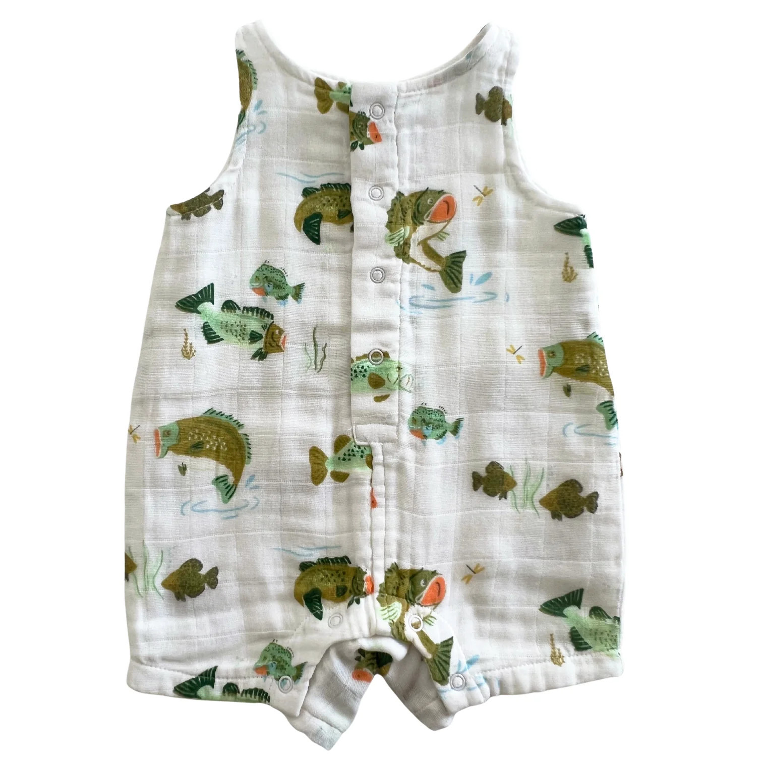 Muslin Shortie Romper, Bass Fishing | SpearmintLOVE