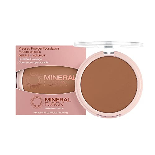 Mineral Fusion Pressed Powder Foundation, Deep 5 - Deep Skin w/Neutral Undertones, Age Defying Foundation Makeup with Matte Finish, Talc Free Face Powder, Hypoallergenic, Cruelty-Free, 0.32 Oz | Amazon (US)