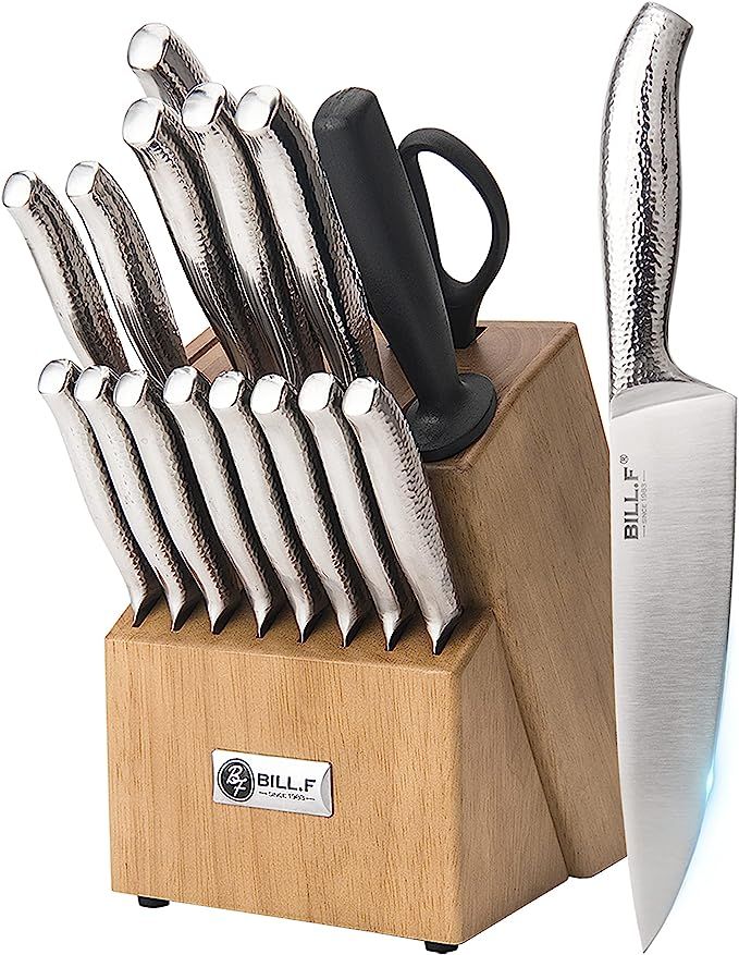 Kitchen Knife Set,18 Pieces Knife Block Sets with Sharpener, Stainless Steel Chef Knife Set with ... | Amazon (US)