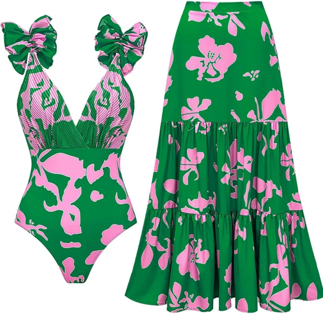 Green Swimsuit and Skirt | Amazon (US)