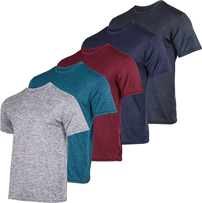 5 Pack: Men’s Dry-Fit Moisture Wicking Active Athletic Performance Crew T-Shirt | Amazon (US)