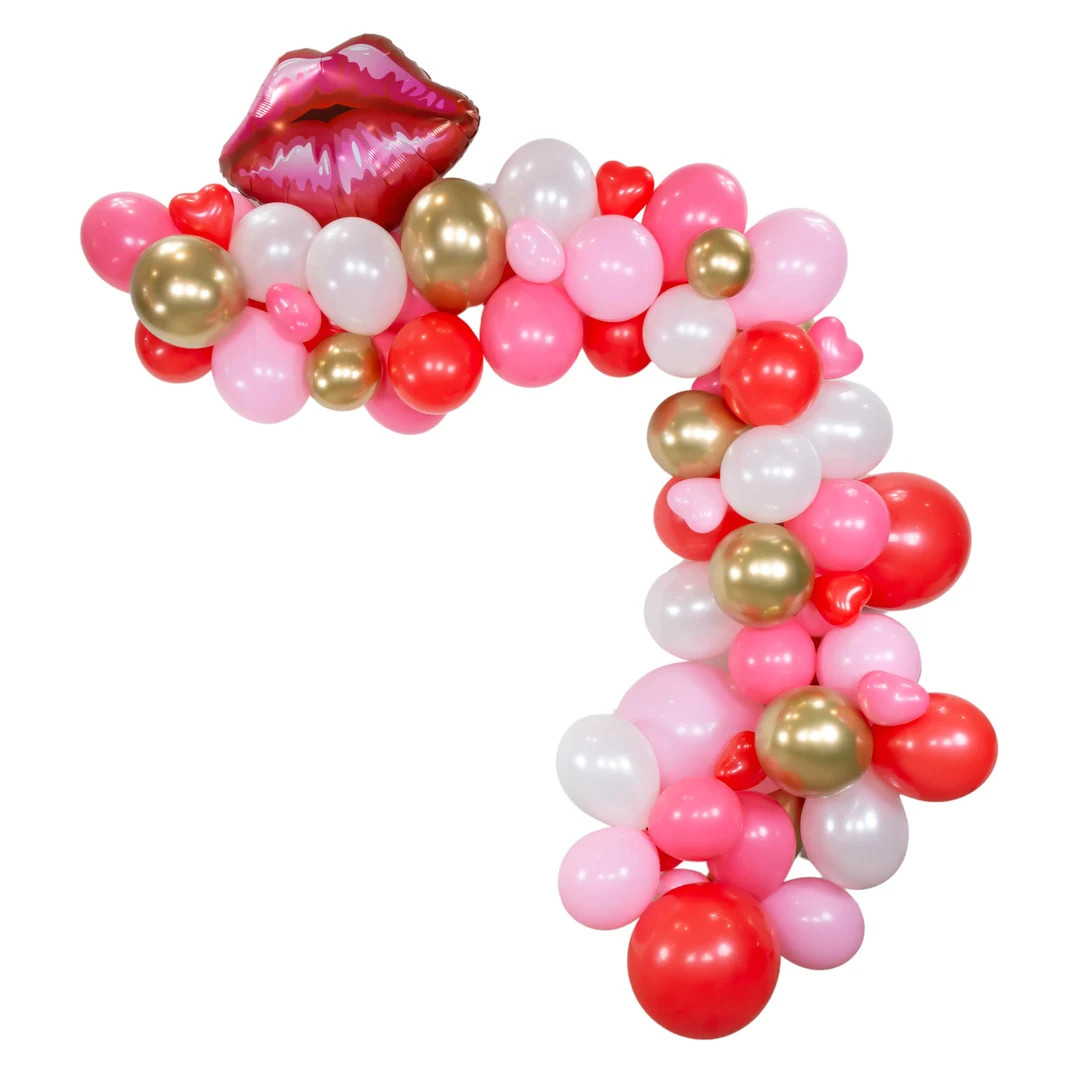 Pink & Red Valentine's Day Lip Balloon Garland Kit 9ft  - Etsy | Etsy (US)