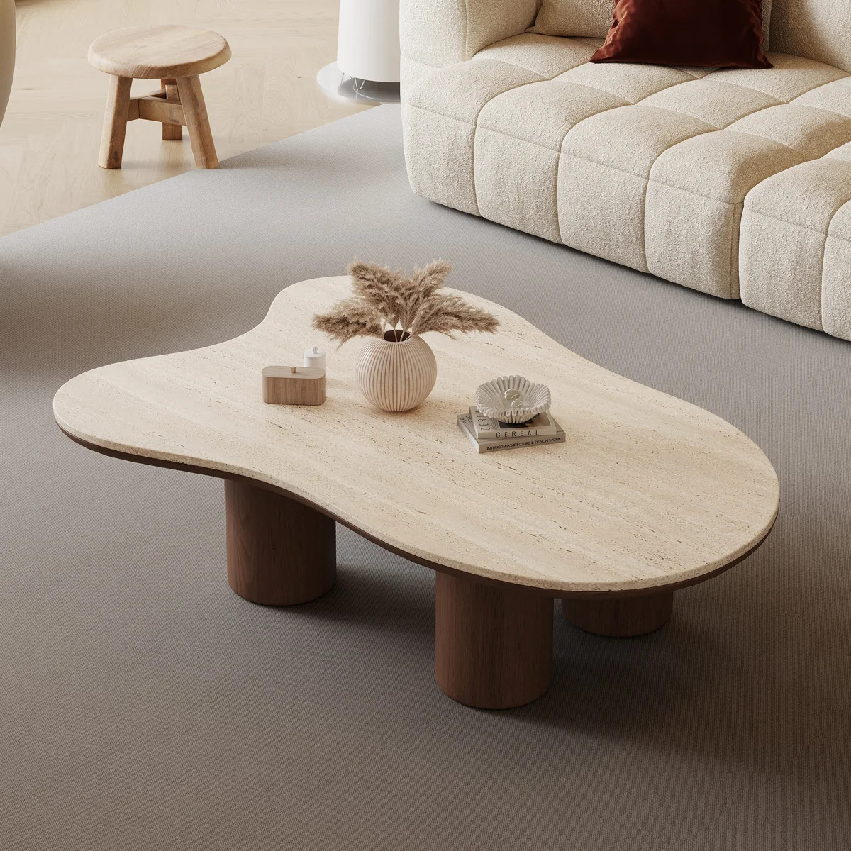 Masiyah Modern Cloud Living Room Coffee Table Brown Cylinder Four Legs | Wayfair North America