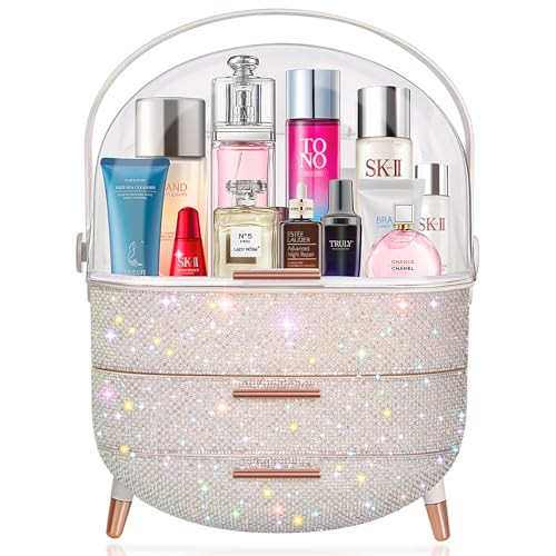 Teen Girls Gift Makeup Organizer,Skincare Organizer Jewelry Storage,Cosmetics Storage and Display Case,Make Up Holders and Organizers for Countertop,Bathroom Organizer (Pearl White) | Amazon (US)
