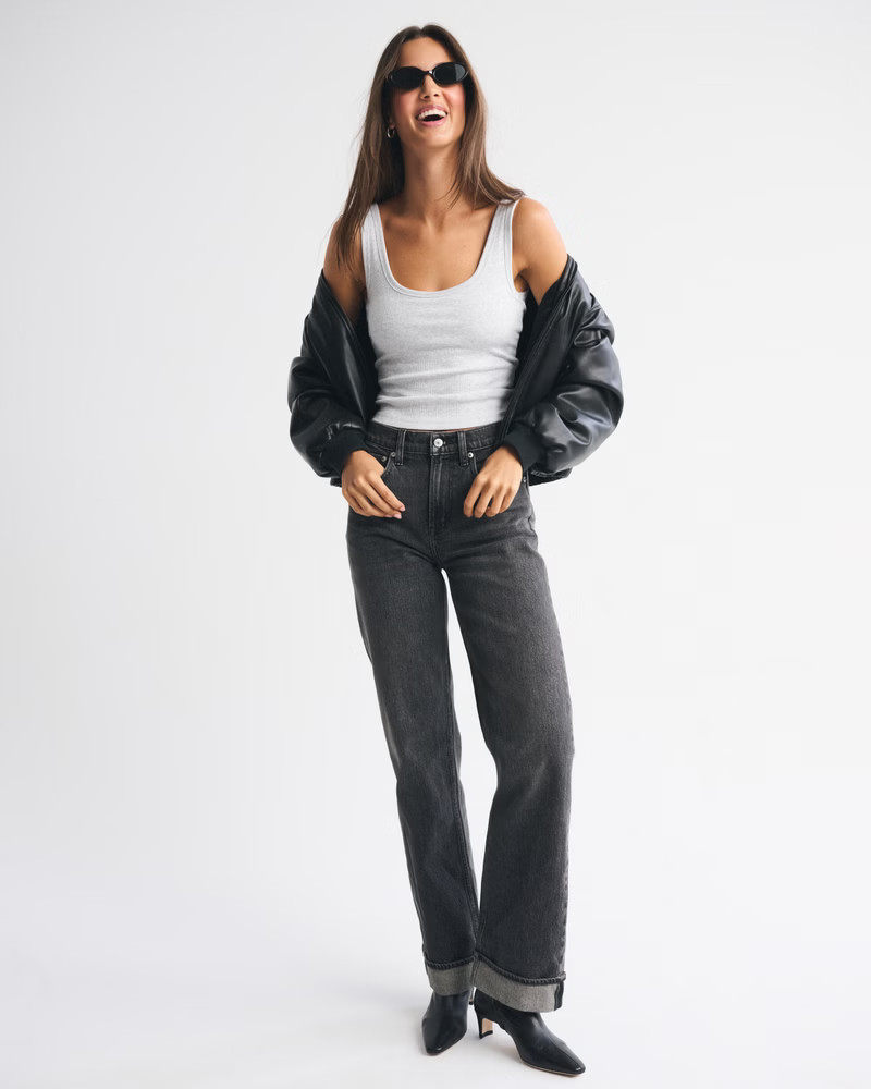High Rise 90s Relaxed Heart Embroidered Jean | Abercrombie & Fitch (US)