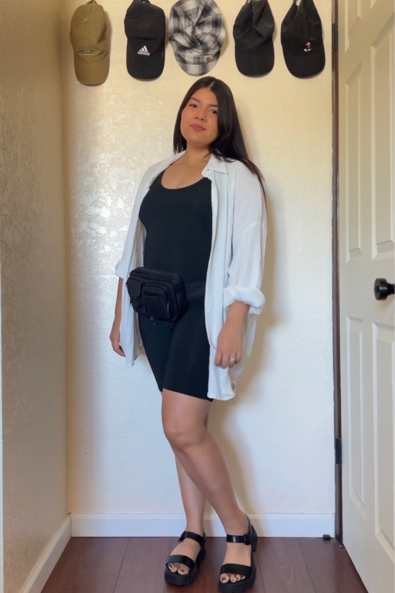 This is honestly such a perfect airport or traveling outfit!! I, on the other hand, wear this out to pool parties or the store lol! The unitard is dressed up with the button up and added shape to it with a Fanny pack! But you can always take the button up off and wear it around the waist too! So cute! All SHEIN finds 

#LTKcurves #LTKSeasonal #LTKunder50