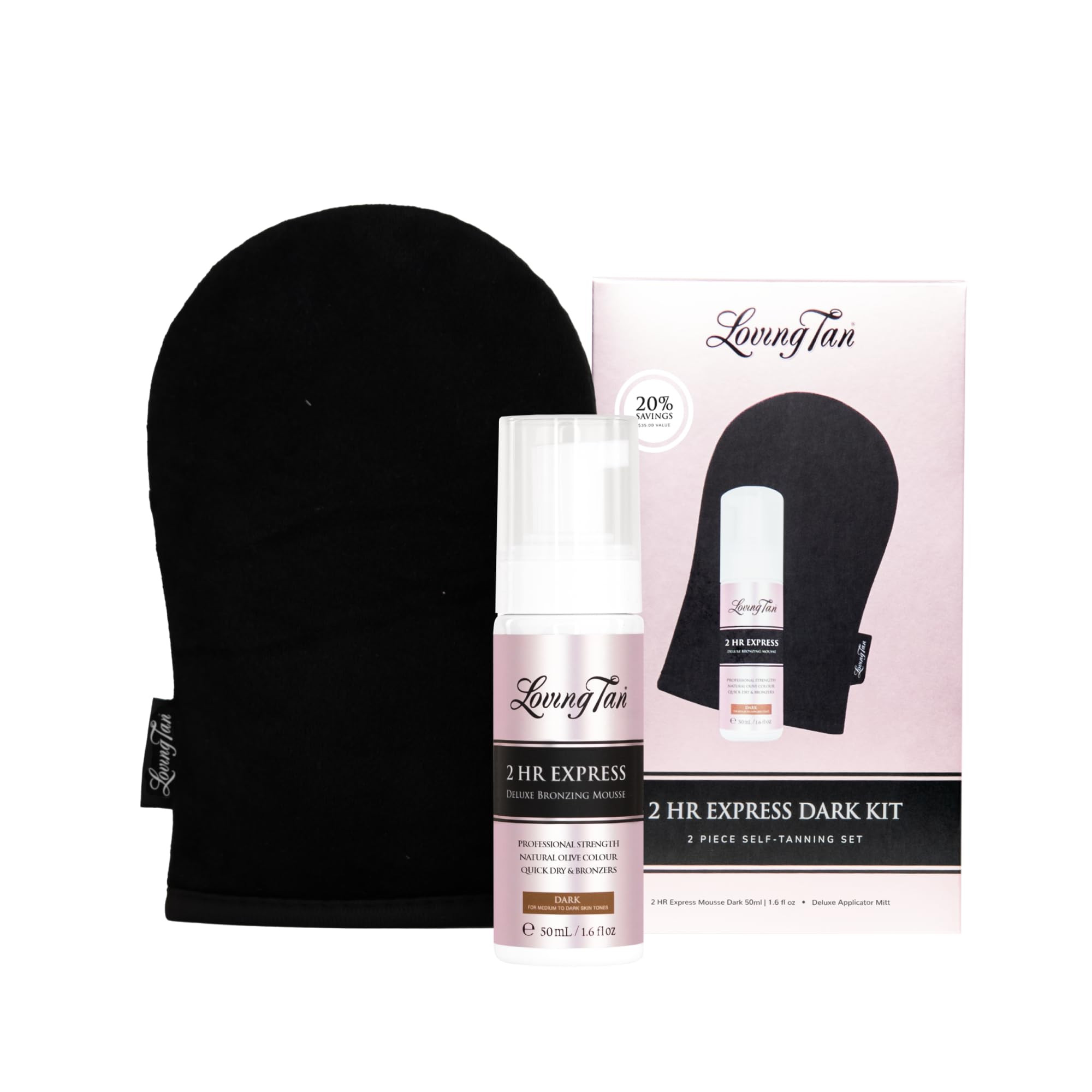 Loving Tan 2HR Express Self Tan Travel Size Kit, Dark - Travel-Sized Self Tanner, Self-Tanning Br... | Amazon (US)