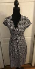 BODEN Black&White Faux Wrap Empire Waist Stretch Geometric Print Dress 6 GUC | eBay US