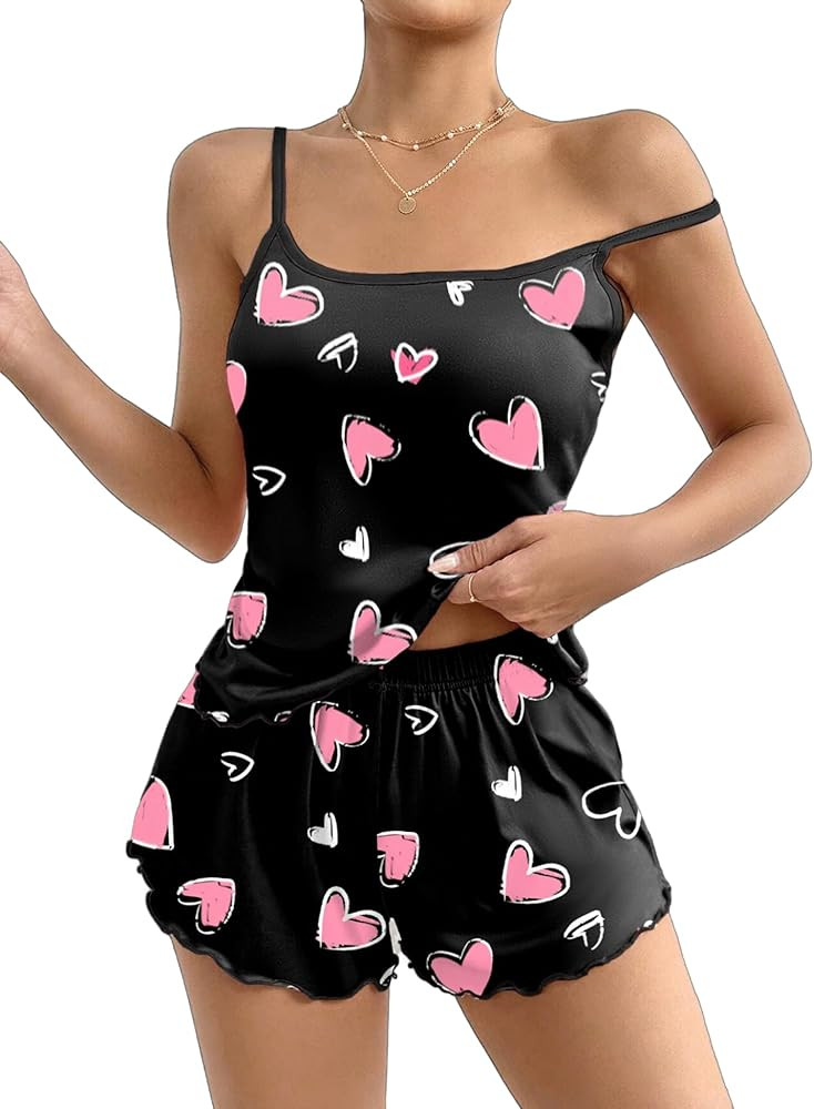 Ekouaer Womens Cami Pajama Sets 2 Piece Cute Print Pjs Soft Tank Top & Elastic Waist Shorts Camis... | Amazon (US)