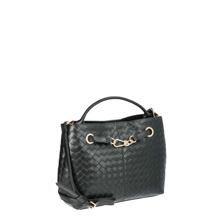 Time and Tru Women's Hazel Satchel Bag, Black | Walmart (US)