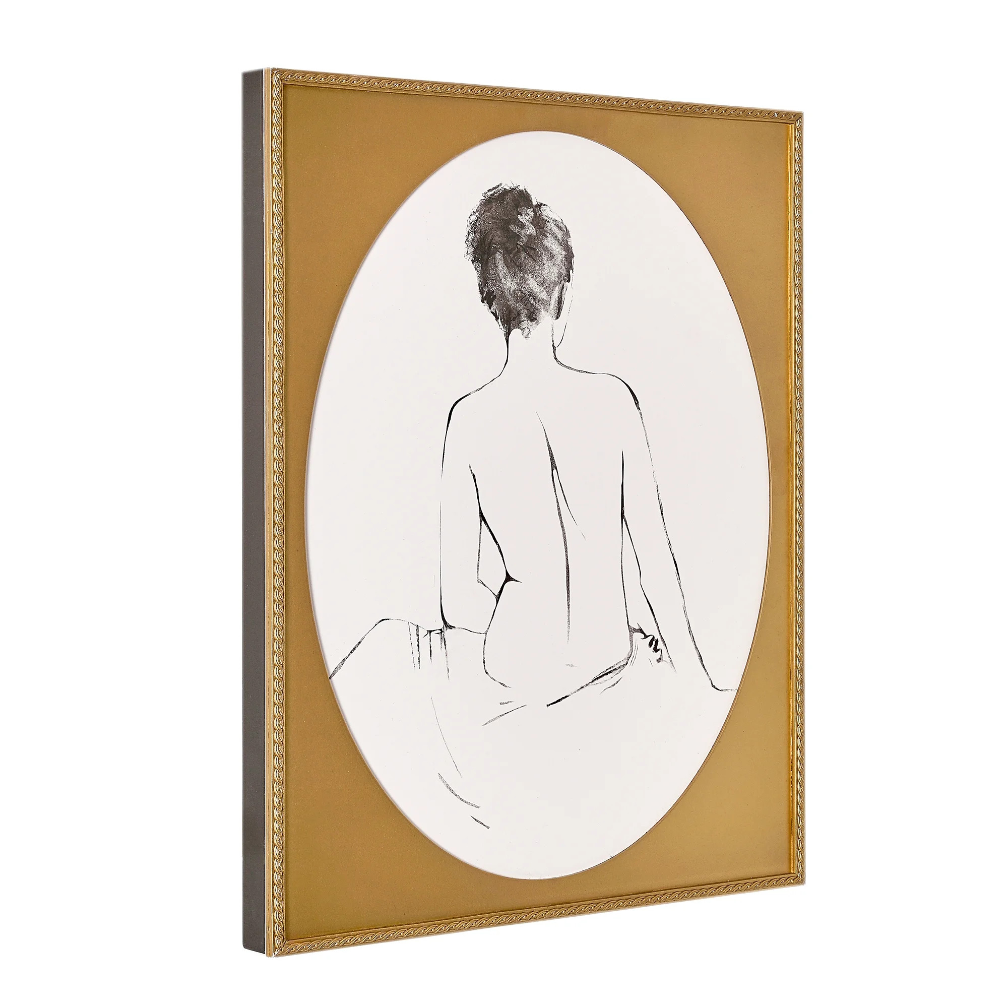 Beautiful Bronze Gold Framed Black Line Sketch Silhouette Wall Art by Drew Barrymore 20" X 16" | Walmart (US)