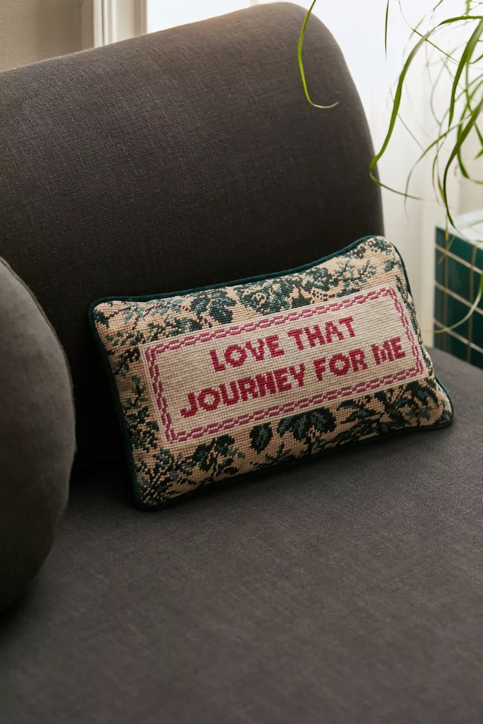 Love That Journey Needlepoint Throw Pillow By Furbish | Urban Outfitters (US and RoW)