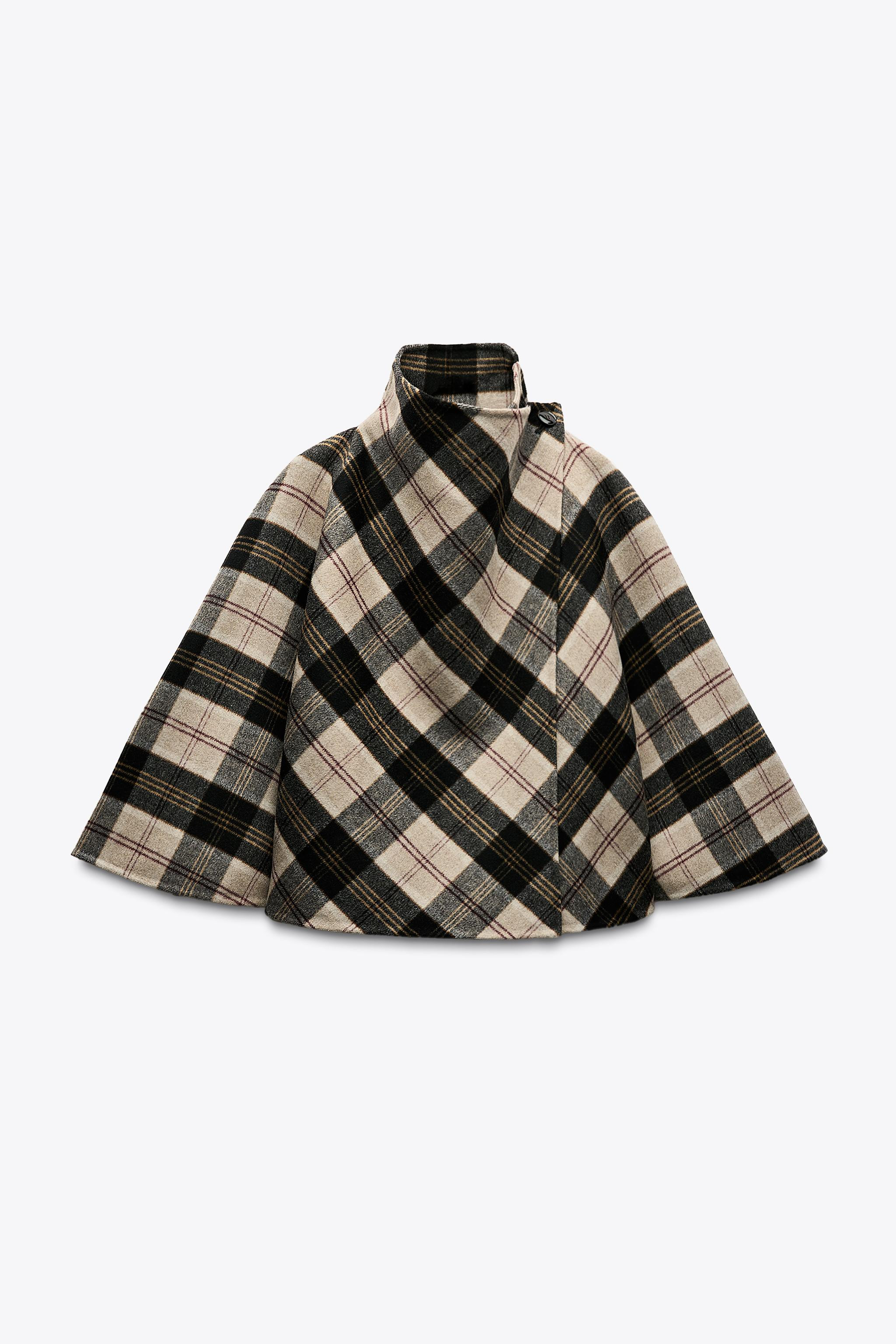 WOOL BLEND PLAID CAPE ZW COLLECTION | Zara US