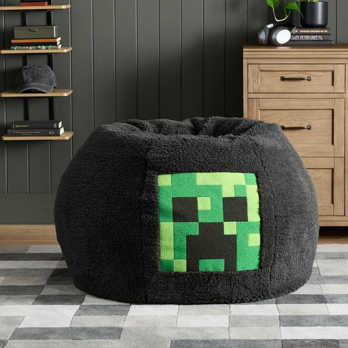 Large Minecraft Charcoal Bean Bag Chair | Pottery Barn Teen