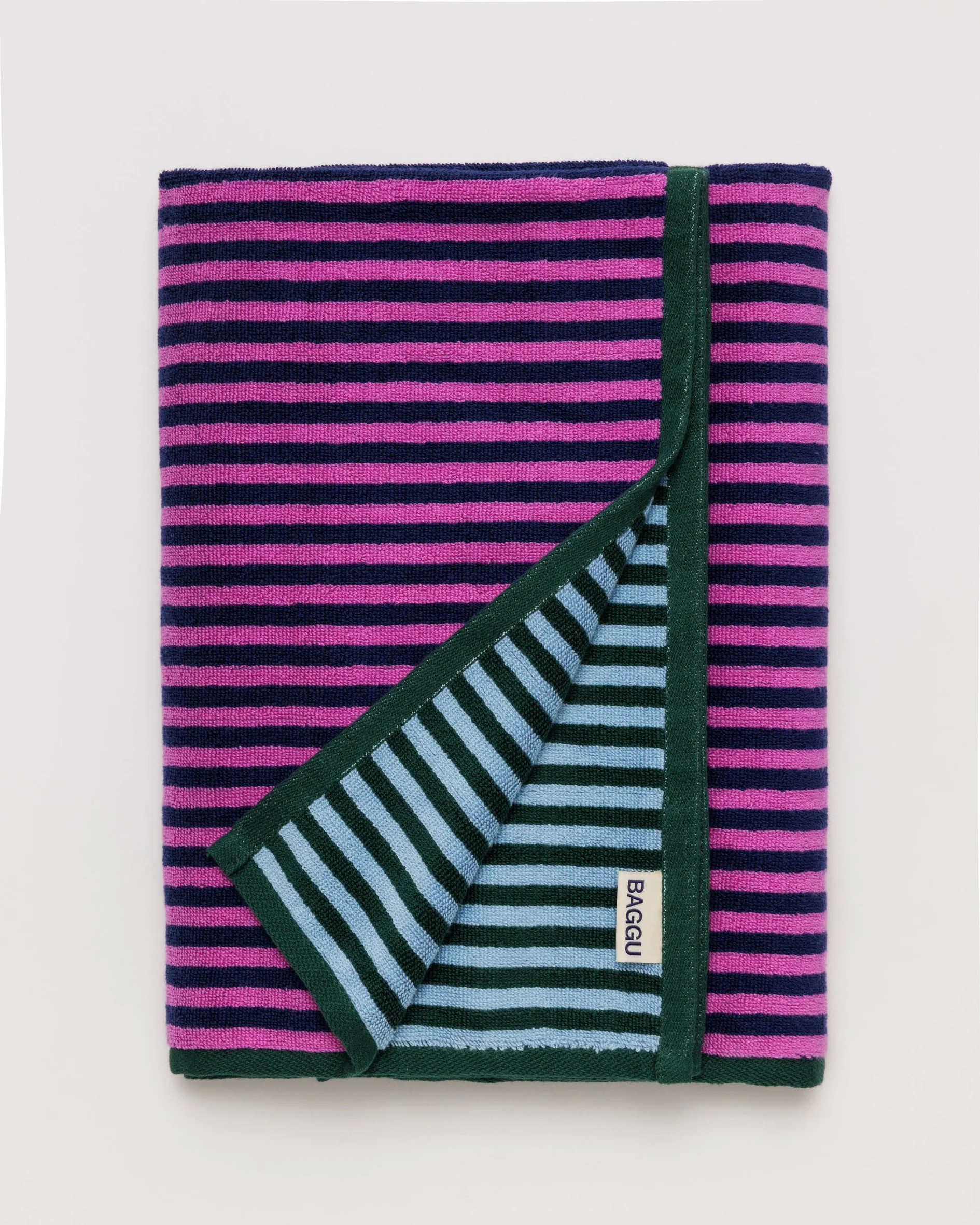 Bath Towel : Pink Green Candy Stripe - Baggu | BAGGU