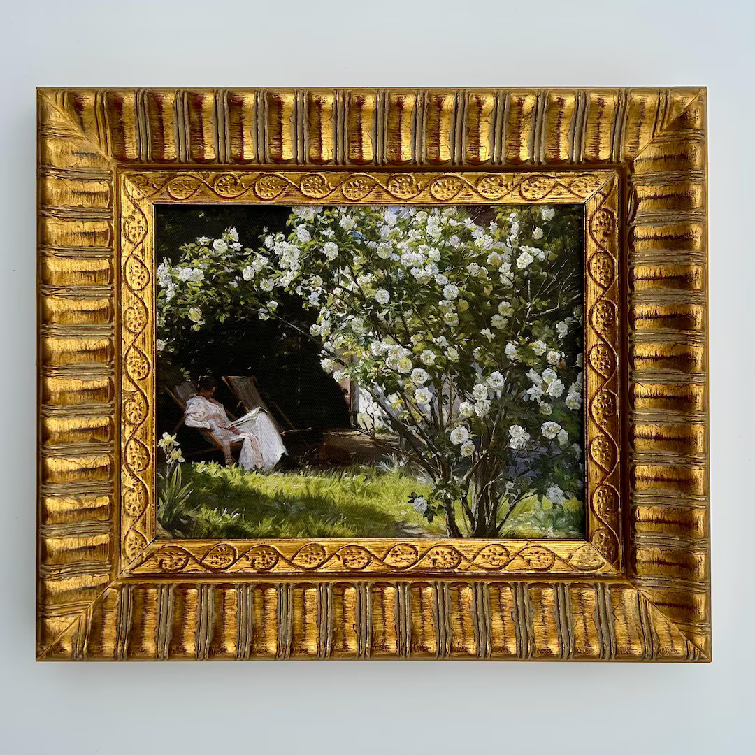 LAZY SUMMER DAY , Oil Painting Style, Fine Print, on Canvas, Gold Wood Frame, Framed Antique Styl... | Etsy (US)