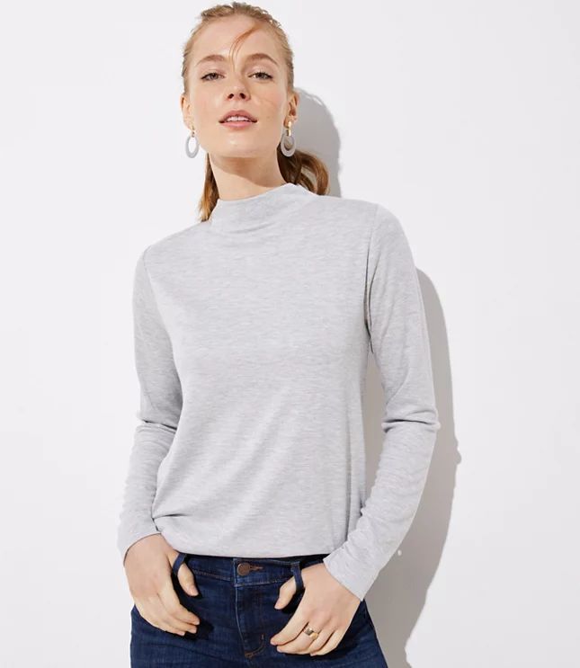 Button Back Mock Neck Top | LOFT | LOFT