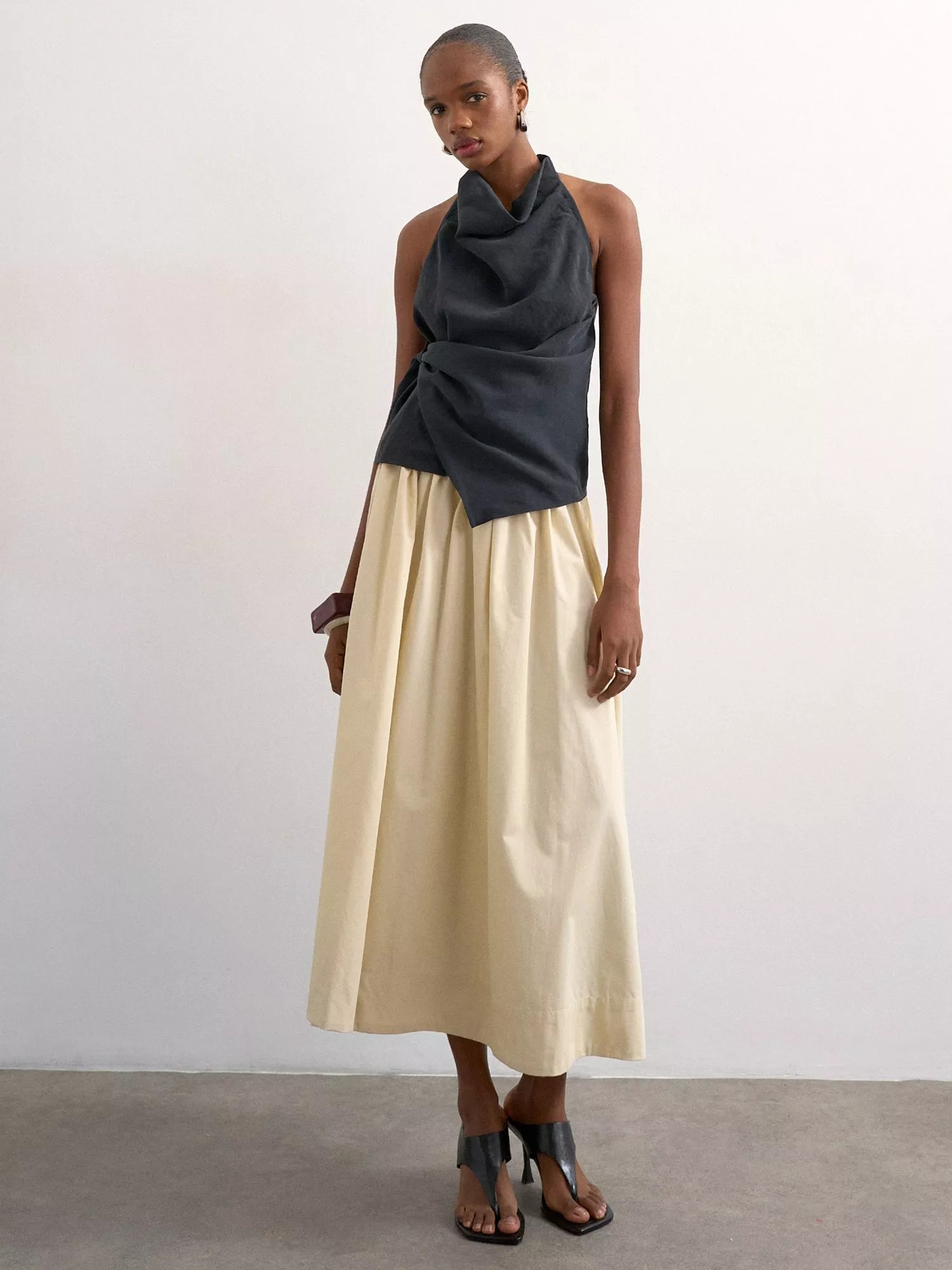 Topshop Drop Waist Saloon Maxi Skirt, Light Yellow | John Lewis (UK)