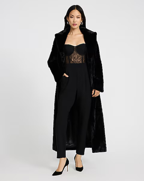 Lace Strapless Corset Tapered Leg Jumpsuit with Pockets | Express