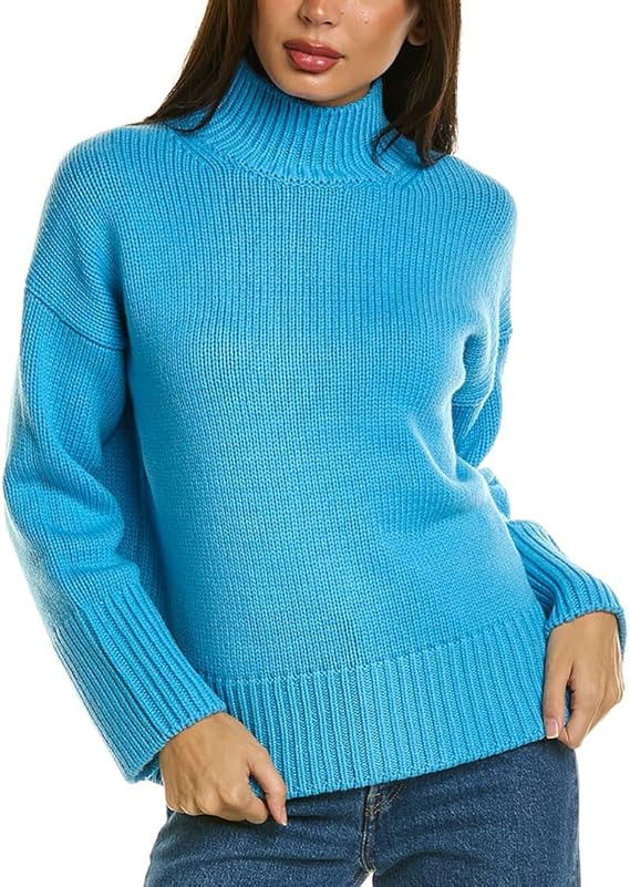 Vince Womens Rib Mock Nk Sweater, FOUNTAIN, SMALL | Amazon (US)