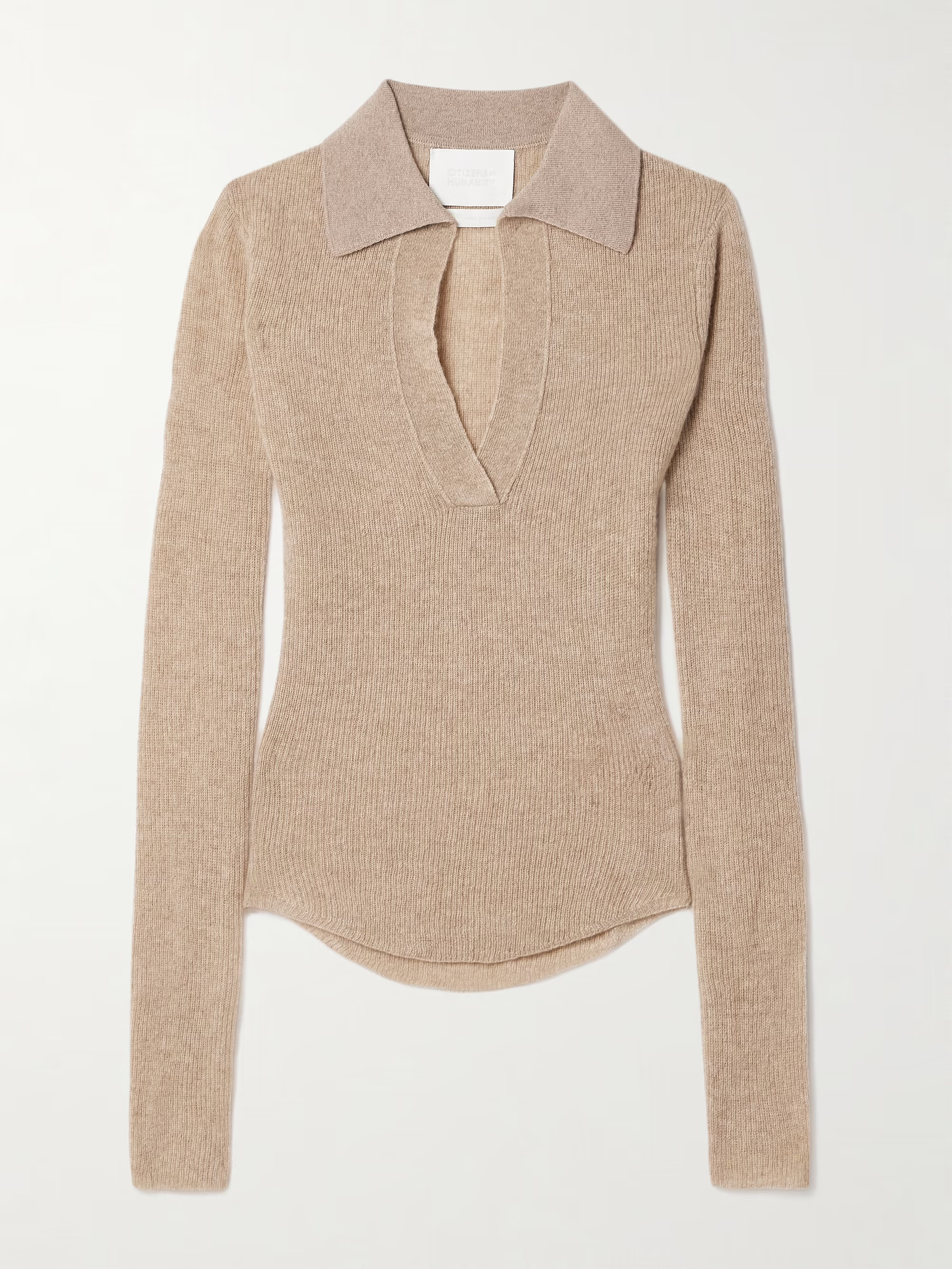 Simone ribbed wool and cashmere-blend polo sweater | NET-A-PORTER (US)