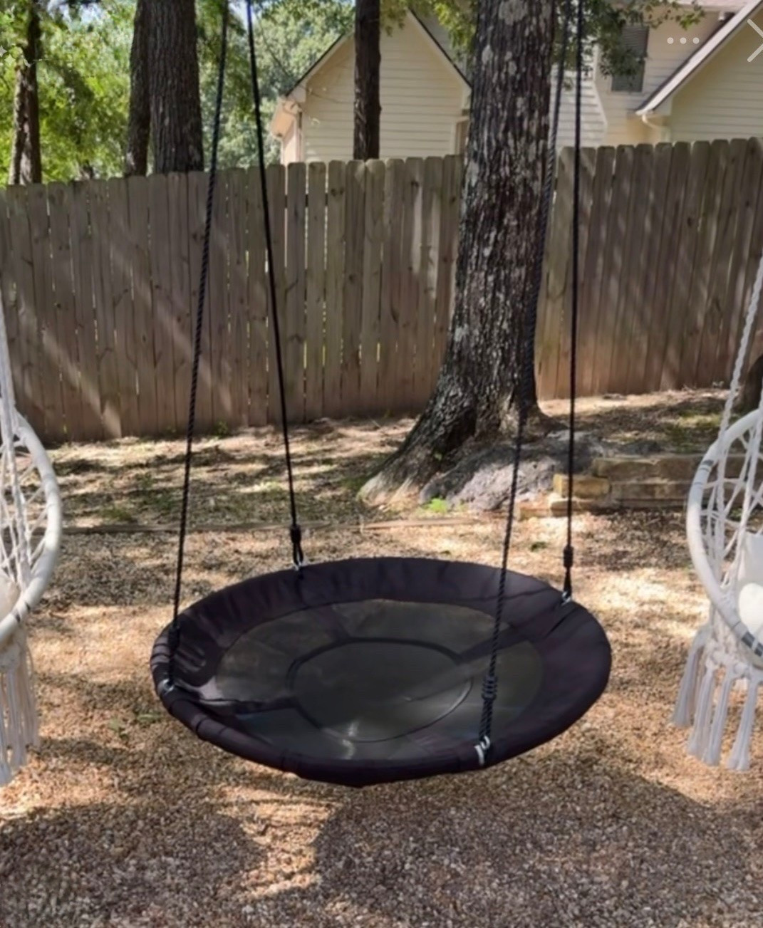 Our saucer swing 
Several color options
Holds up to 700 pounds

#LTKSeasonal #LTKmomlife #LTKKids
