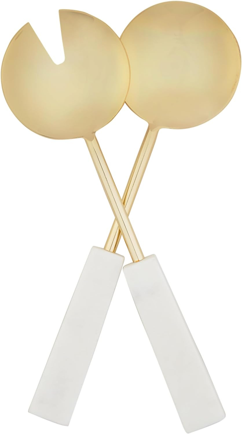 Mud Pie Gold Salad Servers Set, 11", WHITE | Amazon (US)