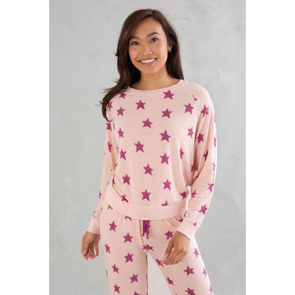 Soft Pink Stars Long Sleeve Top | South Moon Under