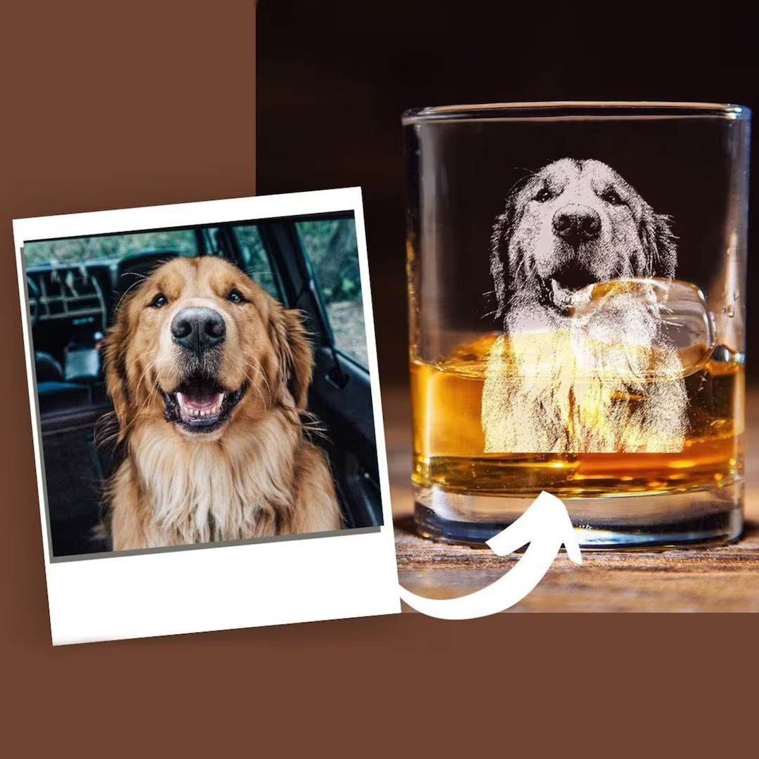 Custom Dog Portrait Whiskey Glass Turn Your Pet Photo on Rock - Etsy | Etsy (US)