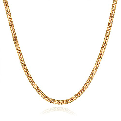 GLIVEOR Gold Necklace for Men, 26 Inch Chain Mens Gold Chain Necklace 5mm Mens Chains Gold Cuban Link Chain for Mens Gold Necklace Chains for Men Necklace Gold Chain for Mens Chain Gifts | Amazon (US)