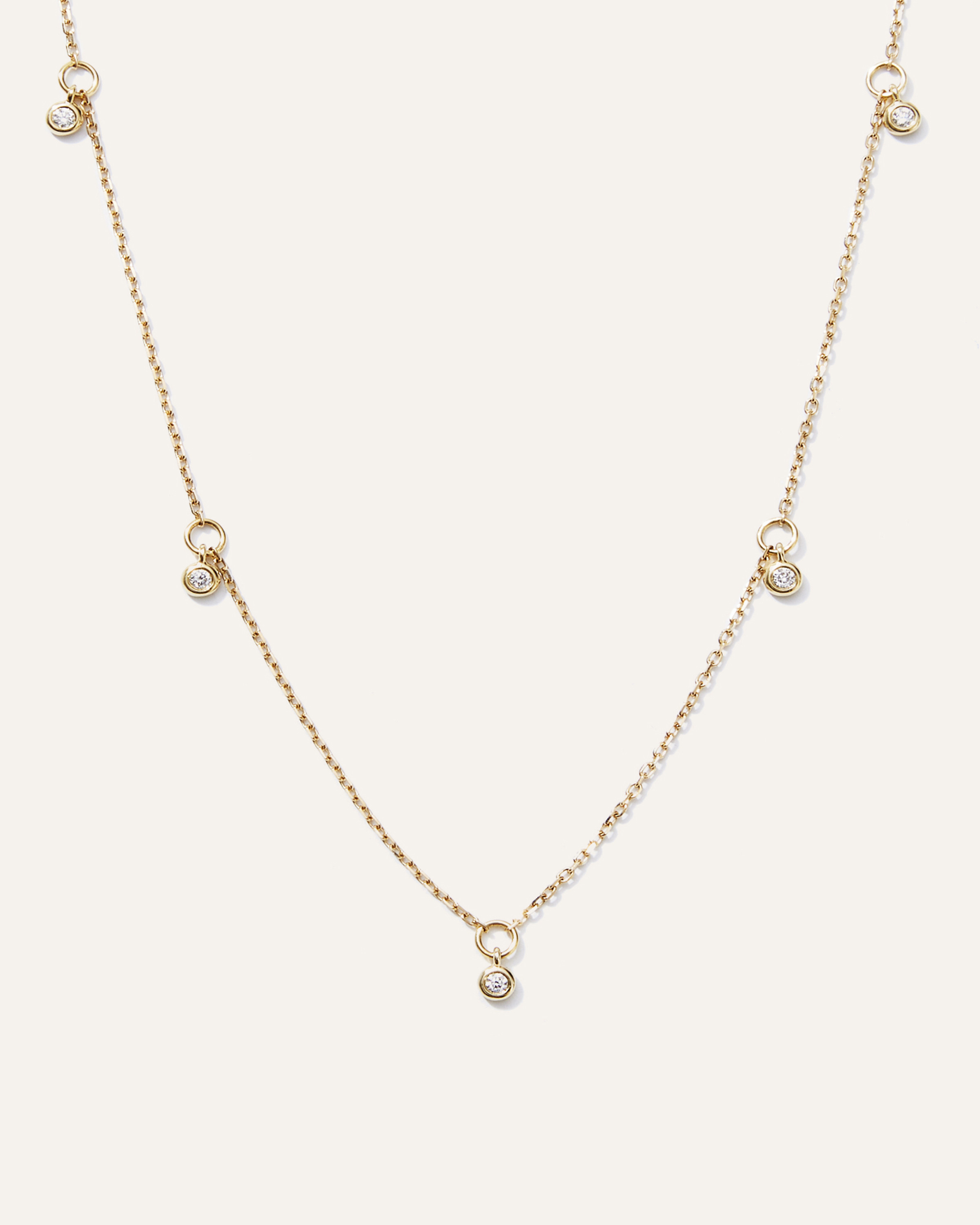 Quince | Women's 14K Gold Diamond Dangle Bezel Station Necklace in Yellow Gold | Quince
