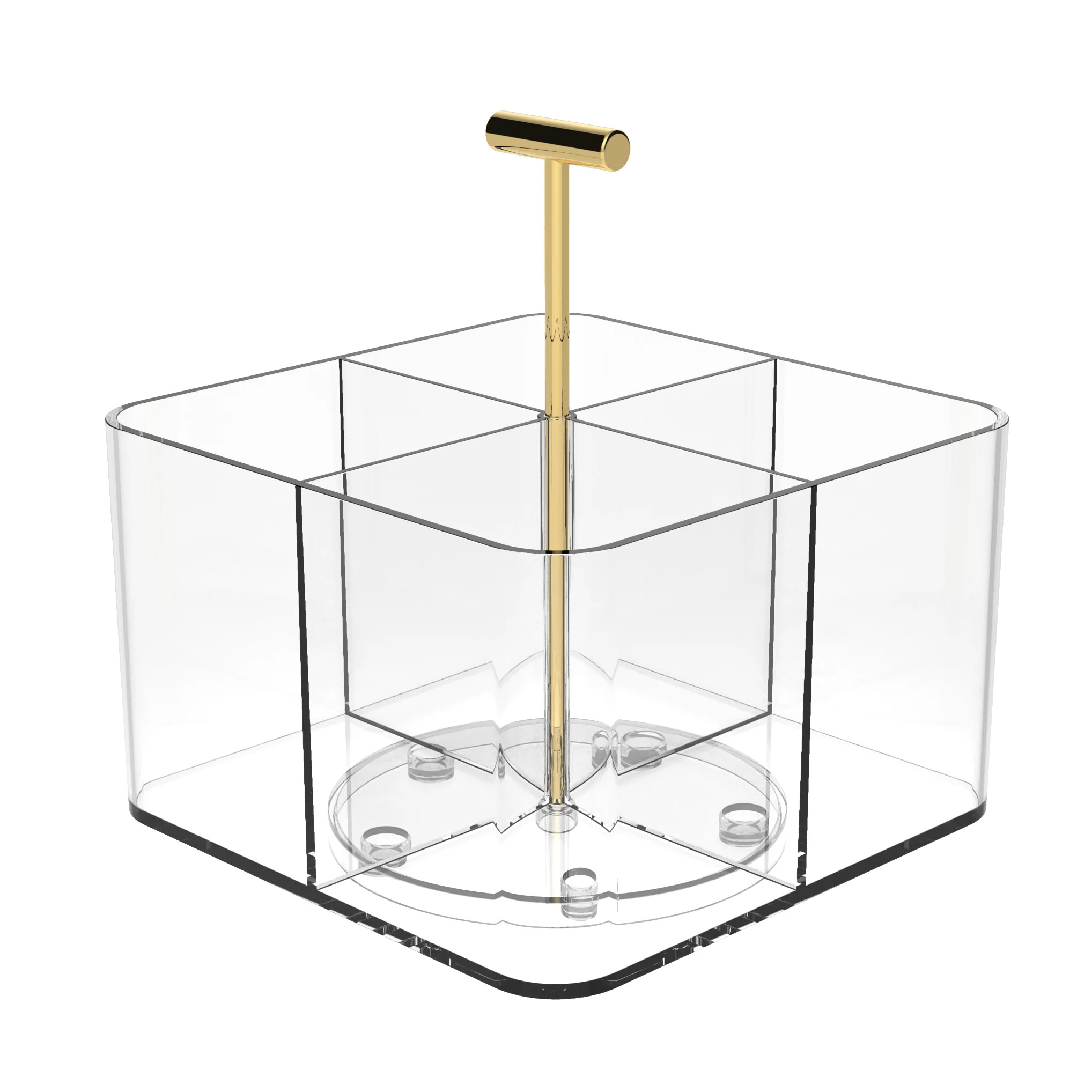 Pen+Gear Acrylic Rotating Desk Organizer, 6.57 in x 6.57 in x 7.28 in, 4 Compartments, Clear | Walmart (US)