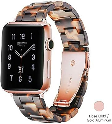 Light Apple Watch Band - Fashion Resin iWatch Band Bracelet Compatible with Copper Stainless Stee... | Amazon (US)
