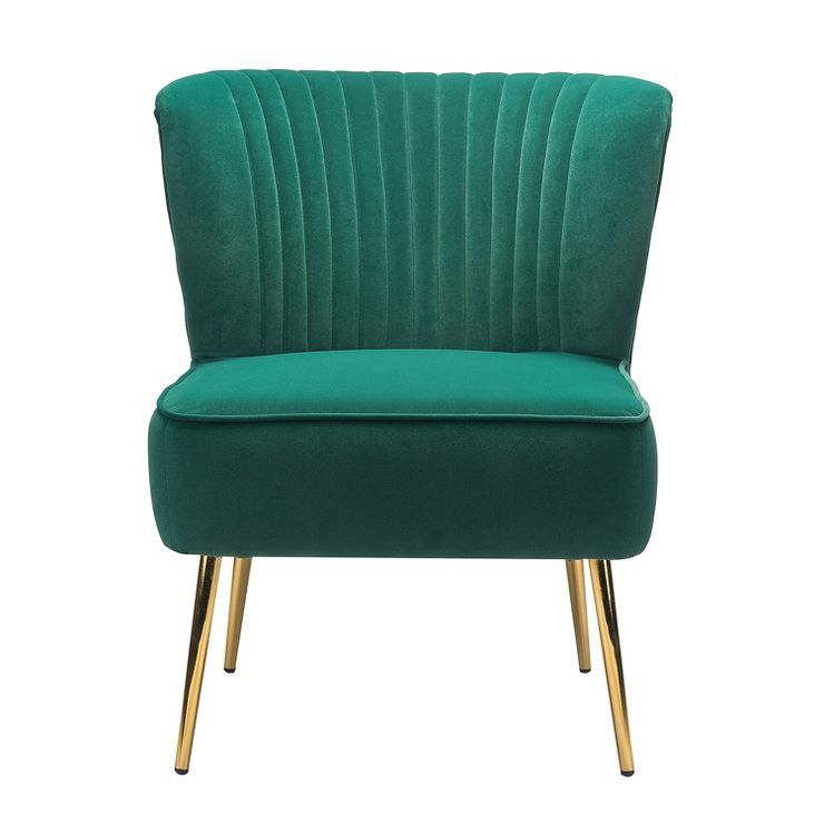 Quentin Velvet Accent Side Chair with Golden Metal Base | Karat Home | Target