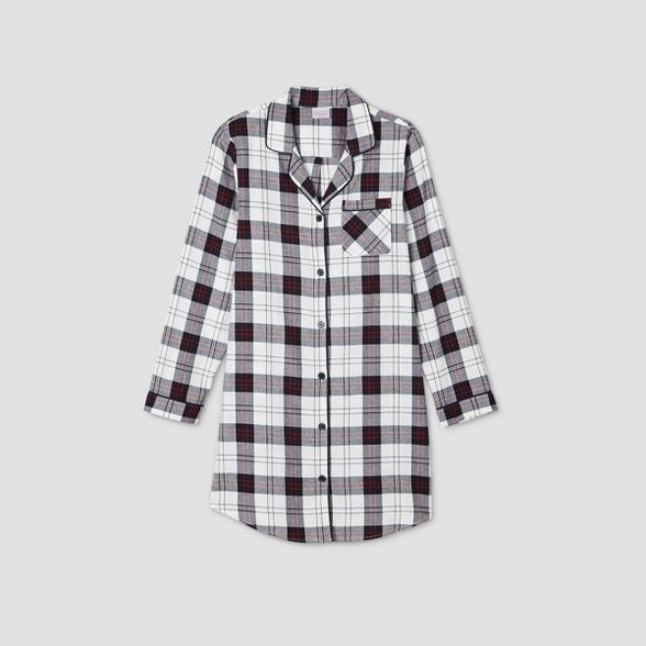 Women's Holiday Plaid Flannel Matching Family Pajamas Nightgown - Wondershop™ White | Target