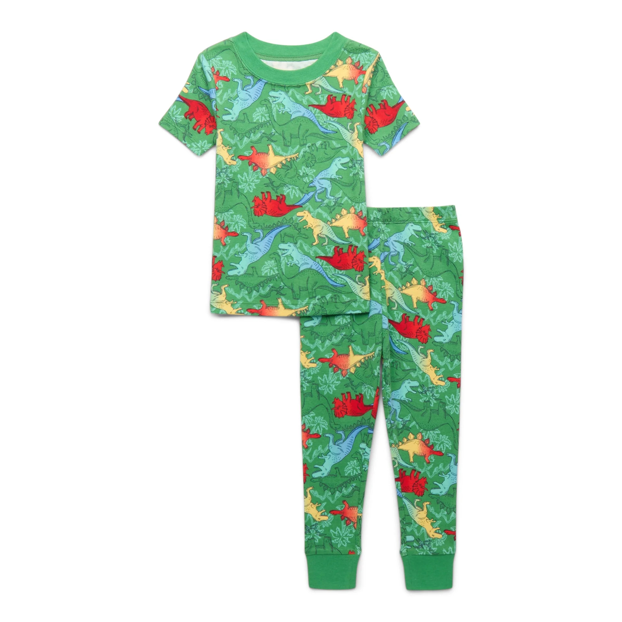 Wonder Nation Toddler Cotton Sleep Tee and Pants Pajama Set, 2-Piece, Sizes 12M-5T | Walmart (US)