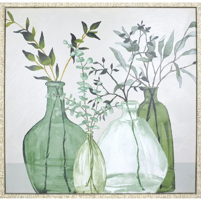Glass Jar Plant Botanical Framed Canvas Art Print - 24" x 24" x 1.25" | Walmart (US)