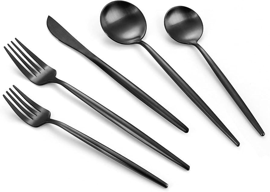 Amazon.com | VANVRO Matte Gold Silverware Set, 40-Piece Stainless Steel Flatware Set, Tableware C... | Amazon (US)