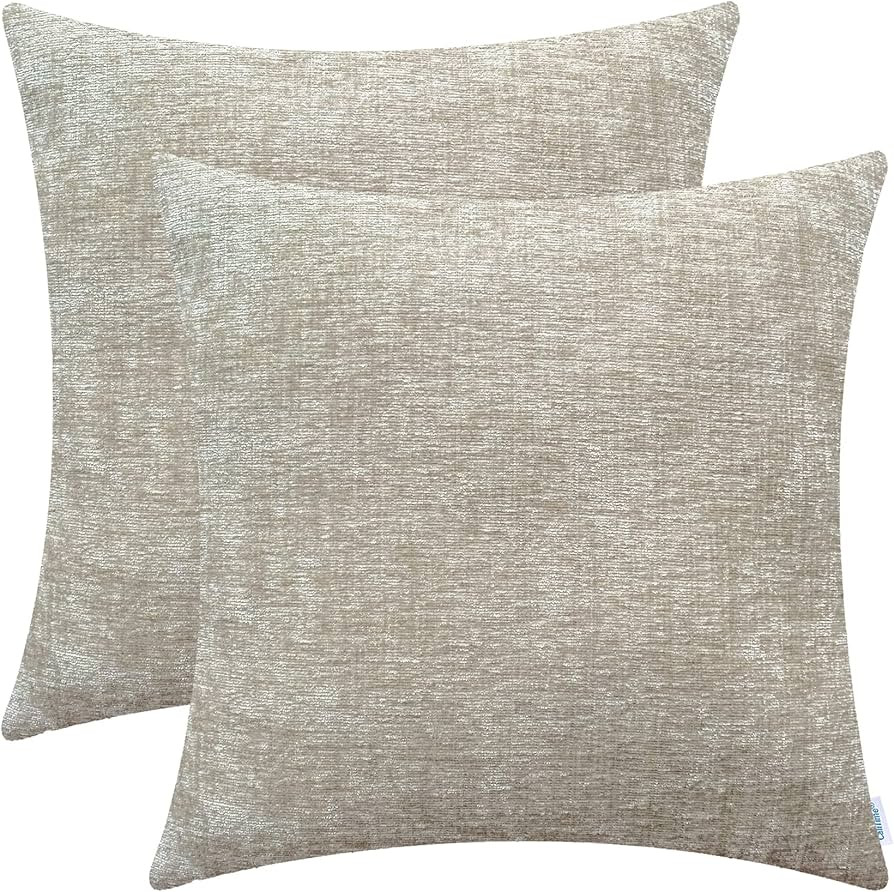 CaliTime Pack of 2 Cozy Throw Pillow Covers Cases for Couch Sofa Home Decoration Solid Dyed Soft ... | Amazon (US)